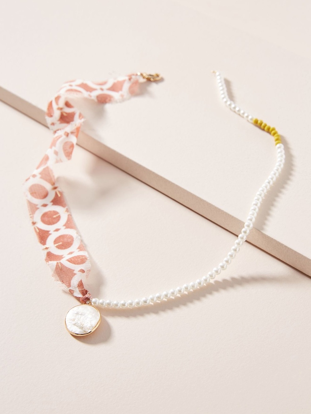 NEW Anthropologie Nikki Pearl Ribbon Necklace
